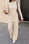 Women's High Collar Side Slit Blouse-Pants Set - 2