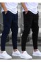 Set of 2 Unisex Regular Fit Ribbed Leg Black, Gray, Navy Blue, Anthracite Color Sweatpants, Sports Sweatpants
