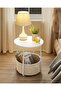 Side Table, Round End Table with Fabric Basket, Spacious, for Living Room Bedroom, Bedside T - 5