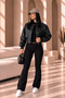 Women's Oversize Zippered Short Elastic Waist Casual Leather Bomber Jacket - 7