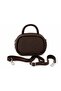 Women's Mini Shoulder and Hand Bag Set with Double Compartments, 3-Piece Set, Brown Black Cream - 4