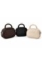 Women's Mini Shoulder and Hand Bag Set with Double Compartments, 3-Piece Set, Brown Black Cream