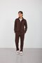 Brown Men's Zippered Snap Fastener Tracksuit Set - 7