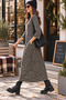 Women's Leopard Pattern Seasonal Knitwear Long Dress with Pockets and Plus Size Option - 2