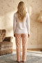 Ecru Patterned Lace Viscose Knitted Pajama Set 26224664 - 3