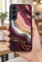 Samsung Galaxy A16 Compatible Burgundy Marble Patterned Shockproof Case with Camera Protection - 5