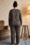 Patterned Large Size Oversized Viscose Knitted Pajama Set 26224870 - 3