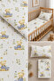 100% Cotton Mother's Side - Park Bed Blue Teddy Bear Baby Elastic Sheet Set - 2 Pillowcases 60X120 / 70X120 / 70X110 - 3