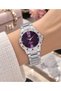 Women's Wristwatch Silver Color Purple Dial Zircon Stone Casual and Stylish Combination Gift Boxed - 3