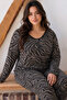 Patterned Buttoned Large Size Oversized Viscose Knitted Pajama Set 26224859