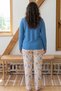 Blue Patterned Embroidered Large Size Oversized Viscose Knitted Pajama Set 26224822 - 3