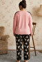 Salmon Patterned Large Size Oversized Viscose Knitted Pajama Set 26224812 - 3