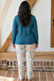 Green Patterned Buttoned Large Size Oversized Viscose Knitted Pajama Set 26224802 - 3