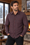 Men's Winter Flannel Shirt Relaxed Fit Single Pocket Buttoned Pockets Hidden Buttoned Collar