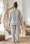 Patterned Large Size Oversized Viscose Knitted Pajama Set 26224851 - 3