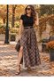 City Chic Mink-Brown Plaid Slit Skirt