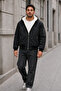 Casual Hooded Plush Lined Zippered Coat - 4