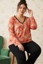 Patterned Large Size Oversized Viscose Knitted Pajama Set 26224847