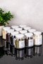 12-Piece 300 ml Premium White Mica Vacuum Lid Glass Spice Jar Set Spice Labelled Jar Set Storage Container