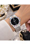 Women's Wristwatch Silver Color Black Dial Zircon Stone Casual and Stylish Combination Gift Boxed - 3