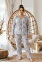 Patterned Large Size Oversized Viscose Knitted Pajama Set 26224851 - 2