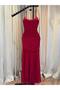 Red Evening Dress with Draped and Pleated Elegant Features - 9