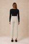 Women's Trousers Flare Trousers High Waist Pocketless Elastic Waist Lycra Spanish Flare Midi Black Fabric Stylish - 3