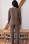 Leopard Patterned Large Size Oversized Viscose Knitted Pajama Set 26224868 - 3