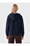 Xside Navy Blue Teddy Embroidered Women's Thick Zippered Sweatshirt - 4