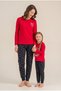 Mother-Daughter Matching Long Sleeve Pajama Set - Products Must Be Added to Cart Separately Red