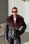 Zr Model Premium Leather Jacket with Fur Collar Women's Leather Coat - 4