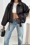 Oversize Deri Bomber Ceket - 4