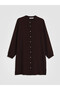 Brown Judge Collar Textured Women's Shirt Tunic - 6