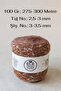 Dark Caramel - Ecru Angora Boucle Knitting Yarn Set (Total: 500 Gr.) - 2