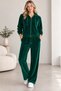 Women's Velvet Tracksuit Set with Hooded Zipper and Pockets, Comfortable Fit