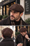 Men's Cashmere Cap Brown 8-Piece Winter British Model Newsboy Hat Cap - 2