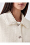 Vizyon New Season White Shirt Collar Women's Tweed Jacket - 3