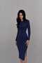 Women's Ribbed Knitwear Midi Dress Long Sleeve Crew Neck Slit - 2