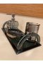 Bathroom Set Crystal Glass 4 Pieces Color Smoked Silver