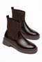 Women's Brown Shiny Patent Leather Comfortable Women's Boots with Rubber Ankle Detail - 4