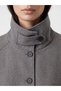 Özmarka New Season Gray Stand Collar Women's Cashmere Coat - 3