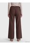Vizyon New Season Brown Wideleg Women's Jean Trousers with Elastic Waist - 4