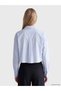 Vizyon New Season Blue Tie-Dye Poplin Oversize Women's Shirt - 4