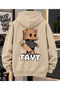 Featured Hoodie with a Modern and Fun Design, Featuring a Character Print on the Back.