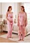 New Season Powder Patterned Special Design Lace Detailed Summer 100% Maternity Pajama Set with Breastfeeding Feature - 4