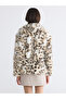 Ecru Leopard Patterned Women's Fur Coat - 5