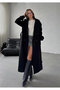 Buttoned Belted Lined Long Cashmere Coat - 2