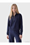 Vizyon New Season Navy Blue Soft Touch Oversize Women's Sweatshirt - 2