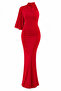 Shoulder Detail, Backless, High Neck Maxi Red Dress - 2