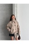 High Collar Buttoned Belted Cashmere Jacket - 2
